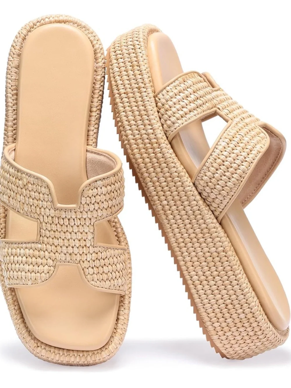 Monrovia Tan Woven Slide  - Women's Platform Slides